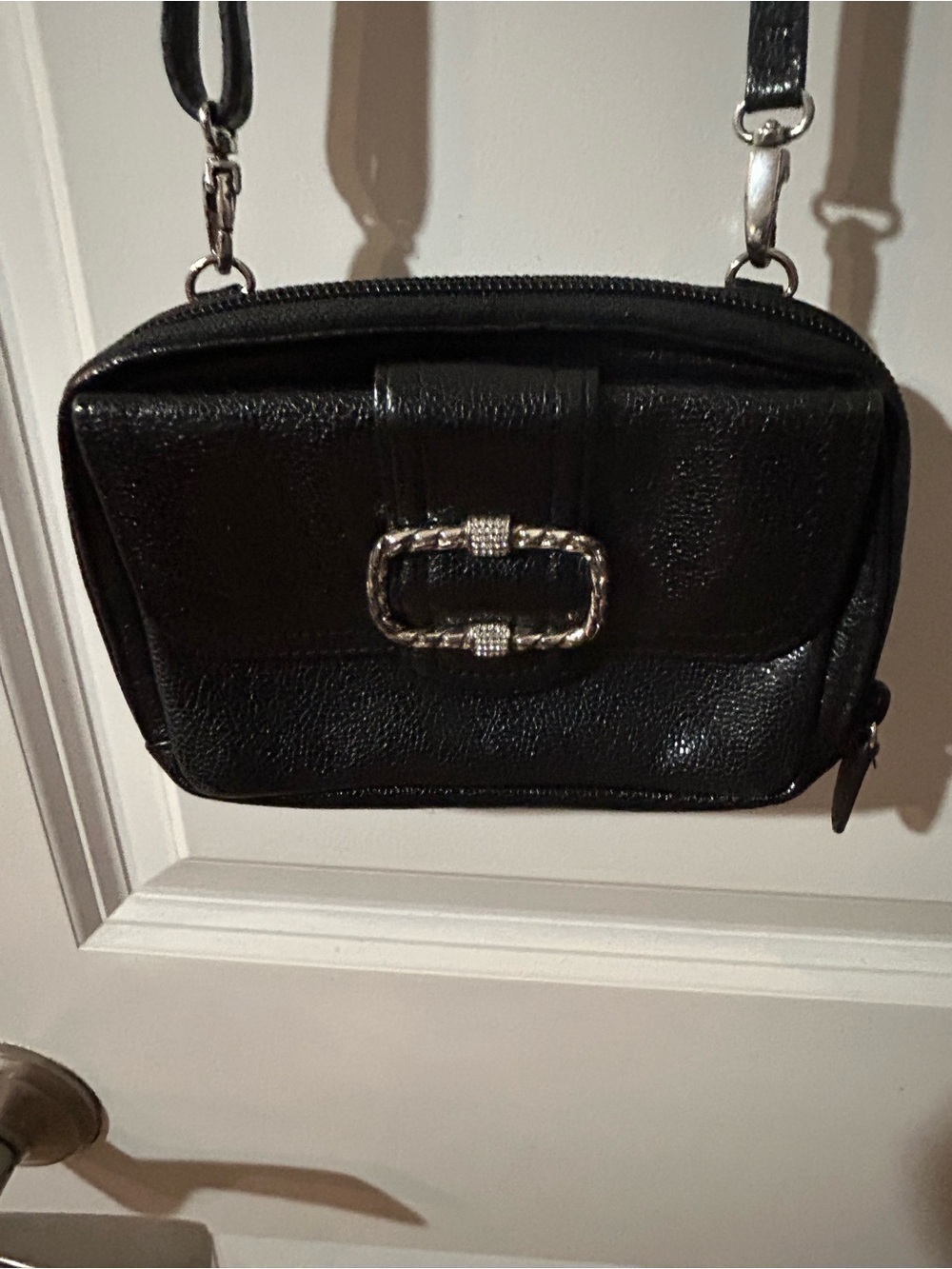 Brighton Black Women’s Crossbody Bag with Decorative Silver Buckle